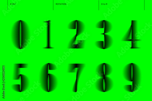 回転の0から9までの数字のセット_067