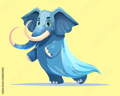 Bild auf Leinwand Vibrant vector illustration of mighty prehistoric mammoth elephant moving throug