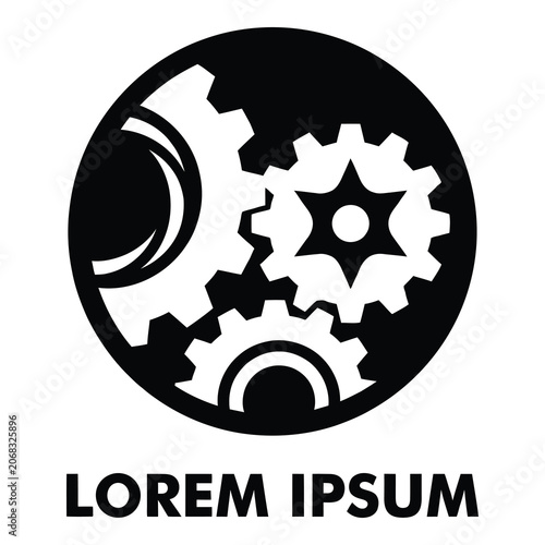 Gears and cogs mechanism icon with Lorem Ipsum text icon