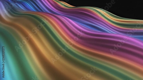 Abstract colorful wavy fabric with iridescent silk texture
