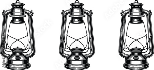 Schilderij op canvas Vintage lanterns, antique metal lamps, old-fashioned lighting, decorative lanter
