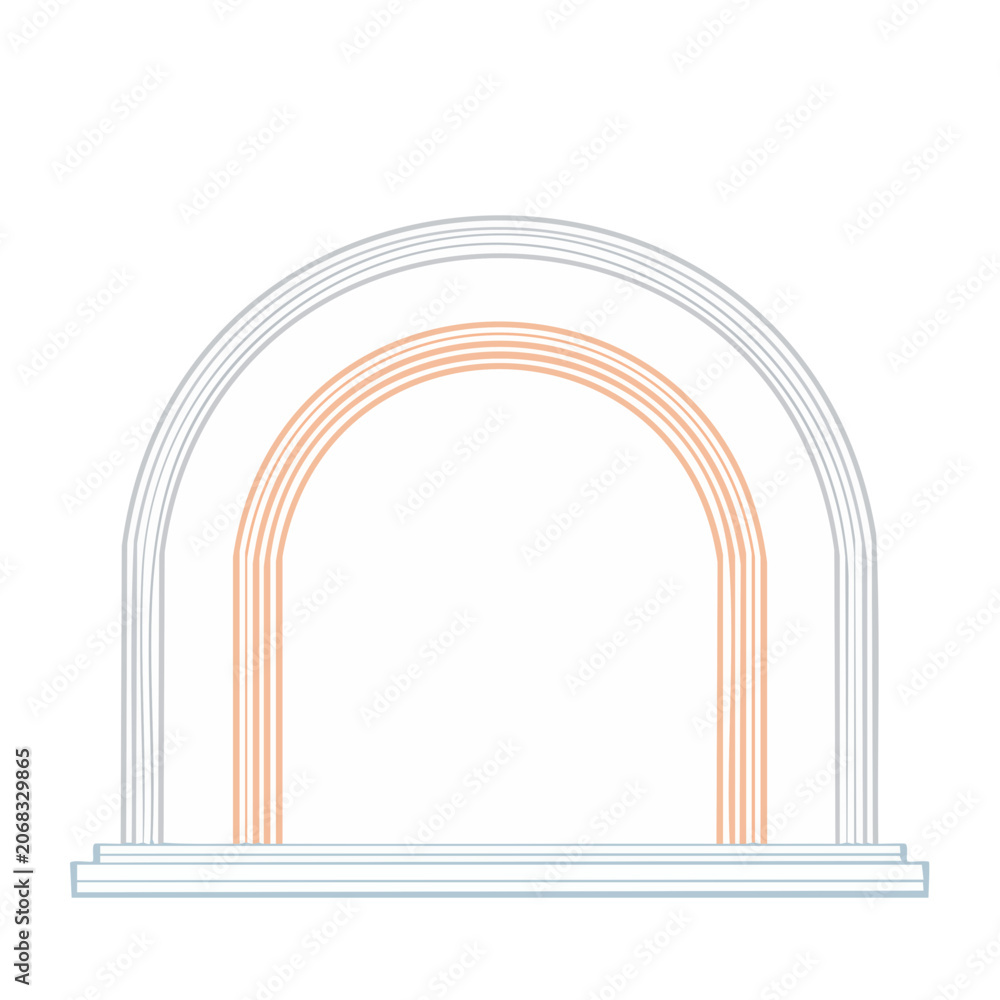 Fototapeta premium Minimalist arch with rainbow colors on transparent background