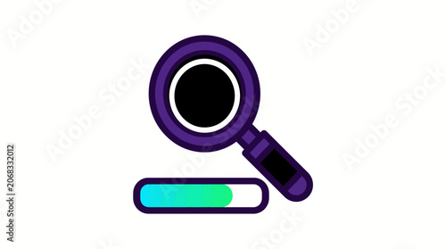 Modern search bar icon with magnifying glass and progress loader.