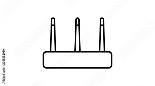 Modern Wi-Fi router line icon with three antennas for wireless internet connection.