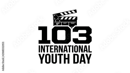 Movie clapperboard themed typography design for International Youth Day celebration.