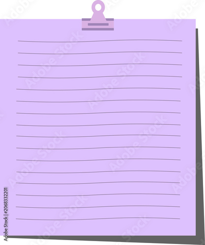 blank purple note paper with clip
