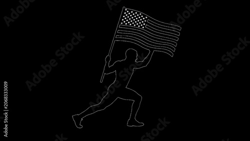 American flag waving, patriotic symbol, freedom icon, vector illustration