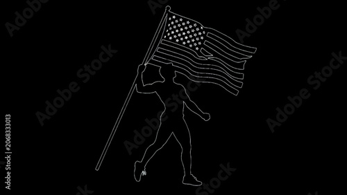 American flag, patriotism, vector icon, line art, USA symbol, national pride