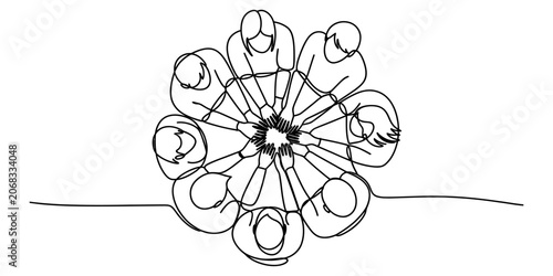 Photos Group of people joining hands together in a circle for unity and teamwork as a s