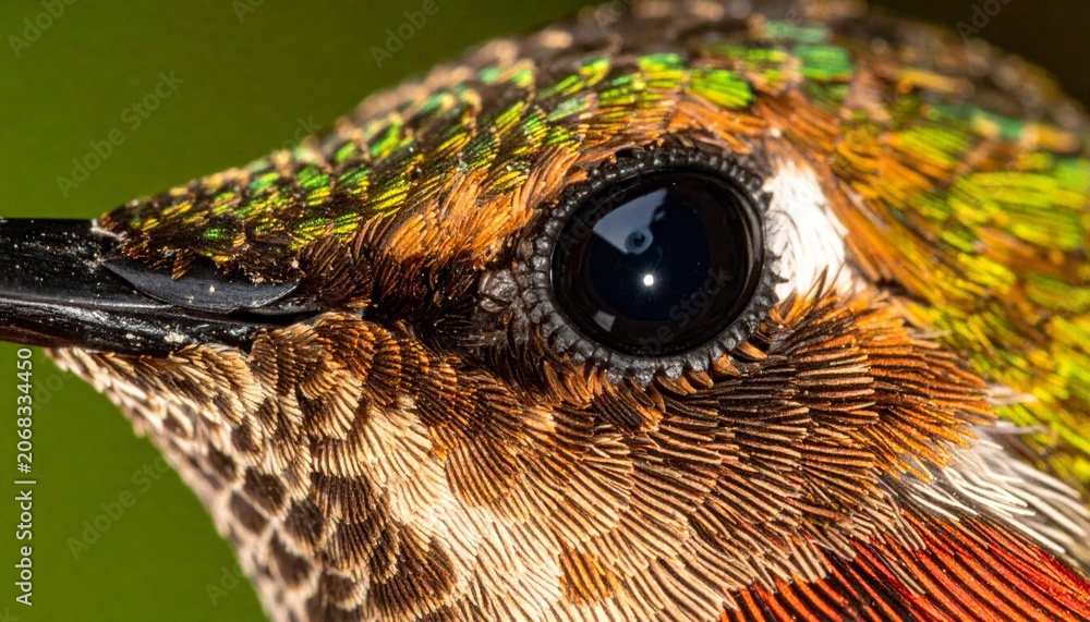 Obraz premium Close-up of colorful hummingbird's face.