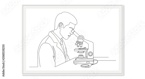 Scientist in Lab Coat Using Microscope for Research in Laboratory