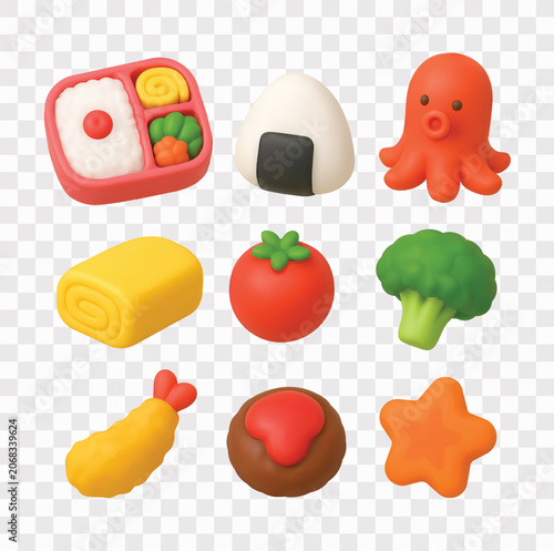 Bento Lunch Box Vector Icon Set | 3D icon set | bento box