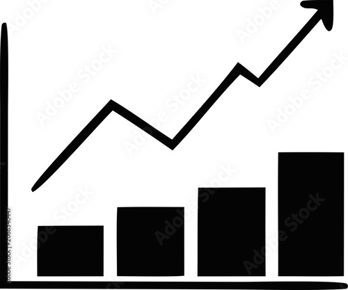 bar graph with arrow, bar chart with arrow, business graph with arrow