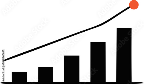 bar graph with arrow, bar chart with arrow, business graph with arrow