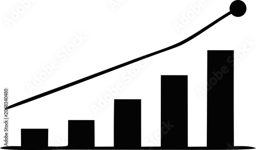 bar graph with arrow, bar chart with arrow, business graph with arrow