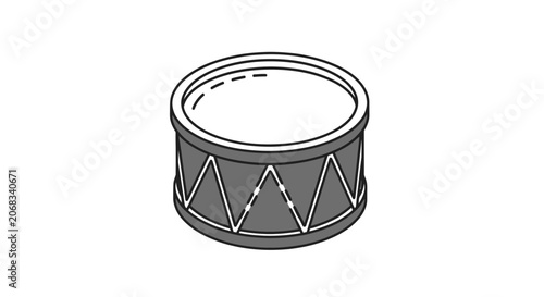 Simple Black and White Drum Illustration.