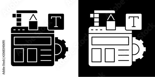 Web Page Builder Icon Set White Glyph Style Collection