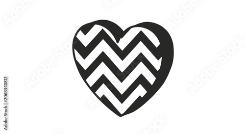 Black and White Chevron Heart Symbol.