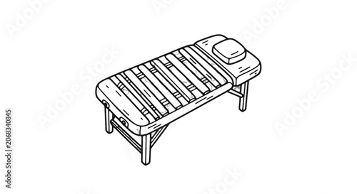 Simple Line Drawing of Massage Table.