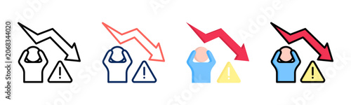 Schilderij op canvas Churn Rate icon set multiple style collection