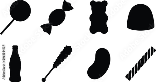 Photos Candy and Confectionery Silhouette Icon Set with Sweet Treat Shapes