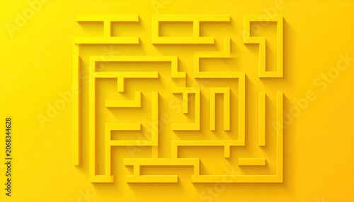 Embossed yellow maze pattern background design.