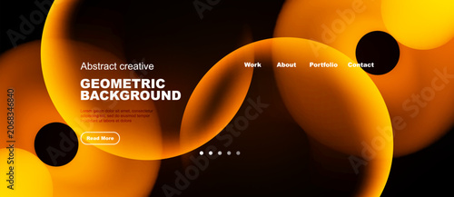 Foto Abstract website design features vibrant orange curves, dark background