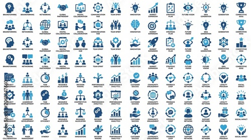 Comprehensive Set of Business Vector Icons for Management and Corporate Communication