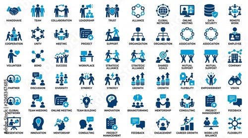 Comprehensive Set of Professional Corporate Business Teamwork and Management Icons