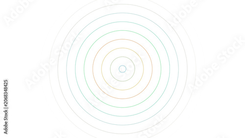 Concentric colorful circles abstract pattern design on transparent background