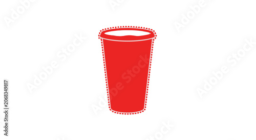 Red Plastic Cup Illustration Isolated White.
