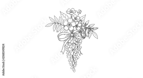 Hand Drawn Floral Bouquet Illustration.