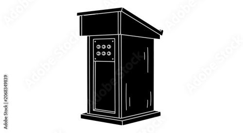 Simple Black Telephone Booth Illustration.