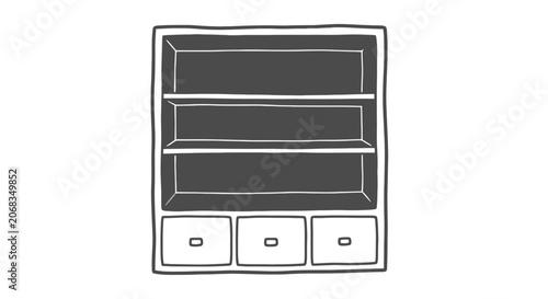 Simple Line Drawing of Oven with Doors.