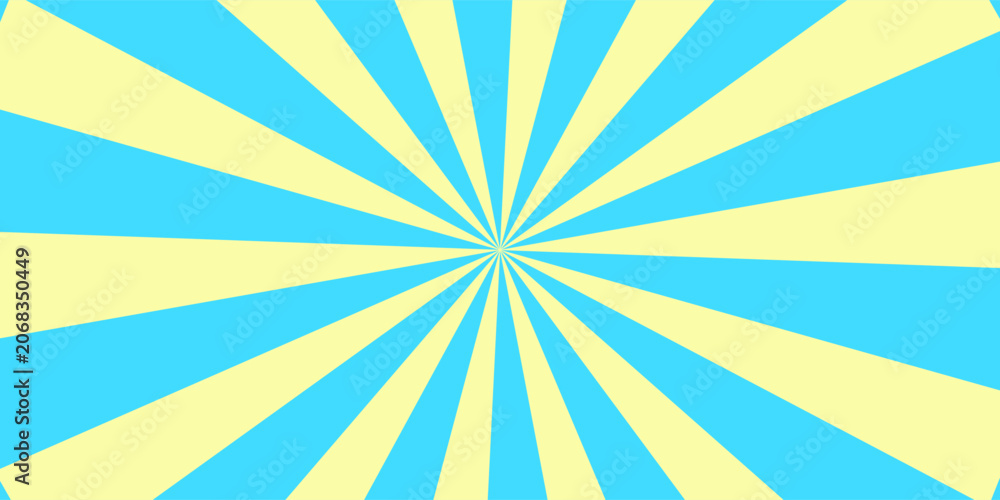 Fototapeta premium Cute light blue and yellow radial lines with a sparkling pop