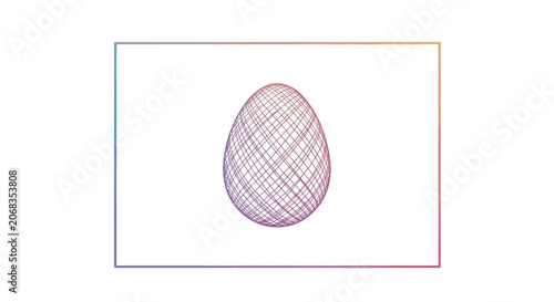 Abstract 3D Easter Egg with Wireframe Texture and Gradient Border
