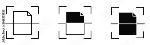 Scan documents icon with line stroke and black silhouette style. Scan documents icon concepts for website projects. Scan documents icon vector Illustration, Solid and stroke Style Icon. 