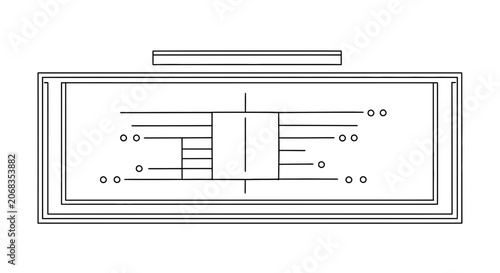 Abstract Circuit Board Design with Geometric Lines and Circles, Minimalist Tech Concept