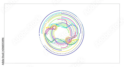 Abstract Circular Flowing Lines and Shapes with Vibrant Colors