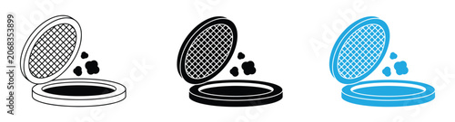 Open manhole icon set, symbolizing urban infrastructure, drainage systems, and underground access, vector illustration.