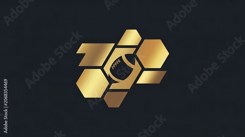 Gold hexagon abstract graphic design minimalist shape