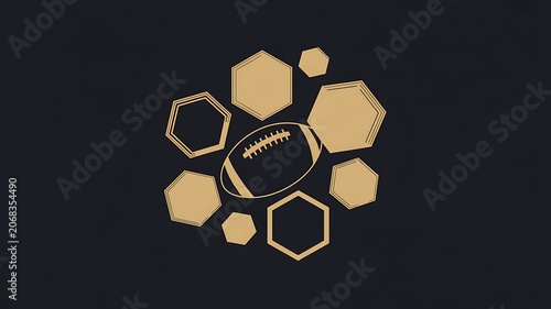 American football graphic design gold hexagon shape