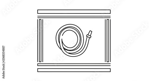 Coiled Garden Hose Icon, Simple Outline Vector Illustration
