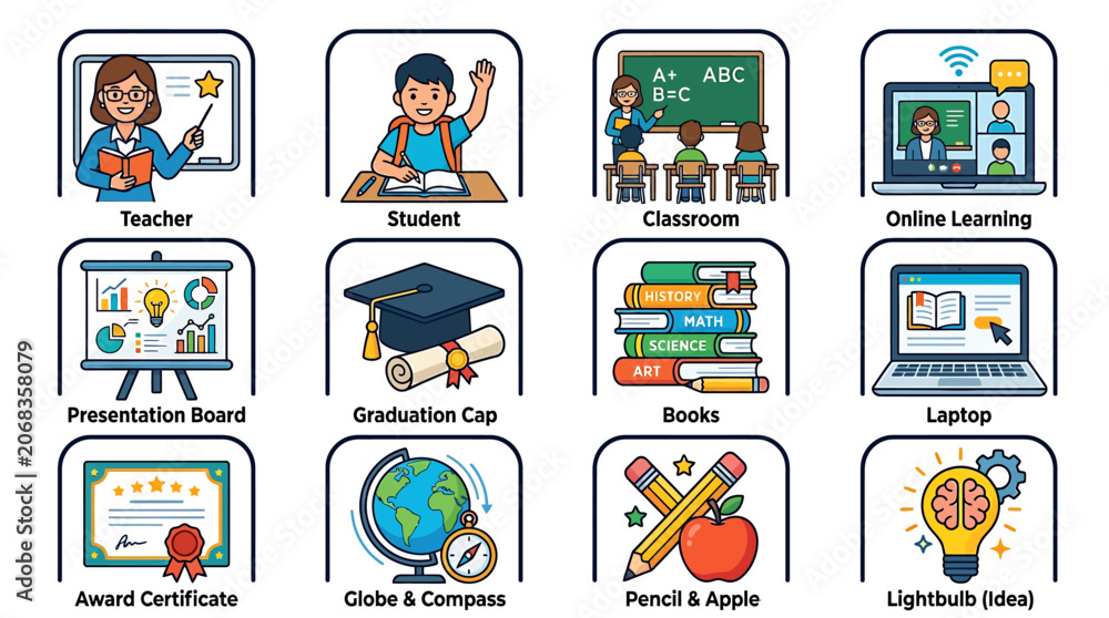 Fototapeta premium Students learn in a classroom with teacher and online resources