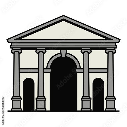 Canvas-taulu Illustration of a classic building with columns and triangular roof architecture