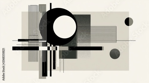 Bauhaus Inspired Geometric Composition with Bold Shapes and Colors