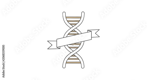 DNA Double Helix with Ribbon Banner.