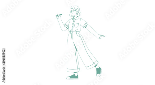 Illustration of a dancing female character.