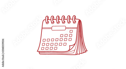 Red Calendar Icon with Flipped Pages.