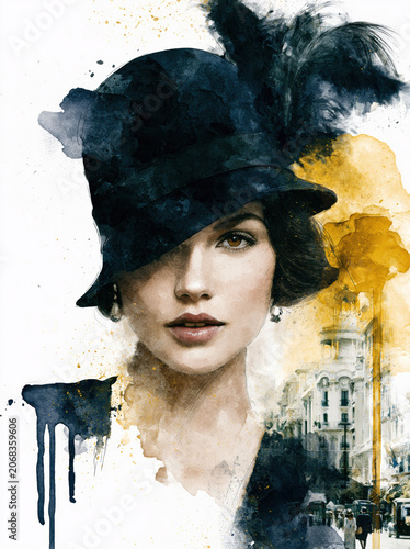Elegant Roaring Twenties Lady Portrait Art – AI Generative